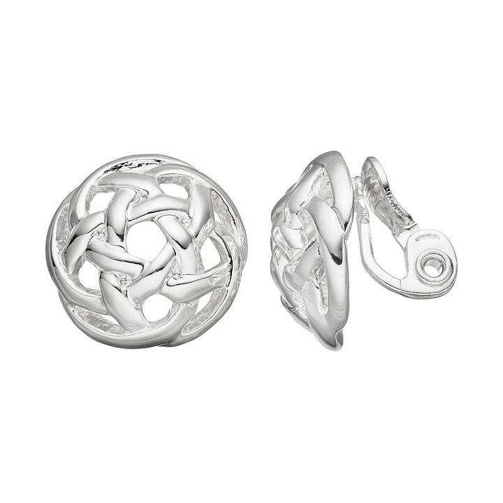 Anapier Woven Nickel Free Clip On Earrings, Women's, Silver