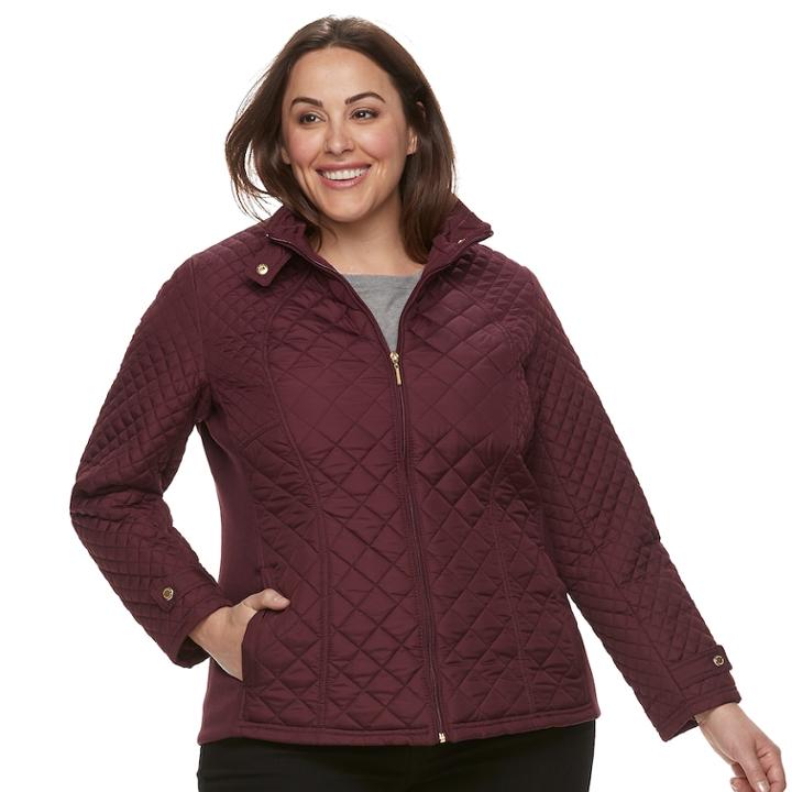 Plus Size Weathercast Quilted Moto Jacket, Women's, Size: 2xl, Red