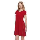 Women's Nina Leonard Zipper-detail Trapeze Dress, Size: Xl, Red