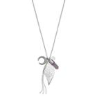 Crescent, Leaf & Tassel Charm Long Necklace, Women's, Silver