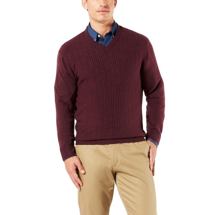 Men's Dockers&reg; Classic-fit V-neck Sweater, Size: Medium, Red