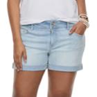 Juniors' Plus Size So&reg; Double-button Denim Midi Shorts, Teens, Size: 18, Light Blue