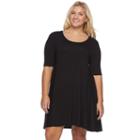 Juniors' Plus Size So&reg; Pieced Elbow Sleeve Swing Dress, Girl's, Size: 2xl, Black