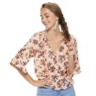 Juniors' Rewind Floral Button Front Top, Teens, Size: Medium, Light Pink