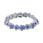 1928 Simulated Crystal Floral Stretch Bracelet, Women's, Size: 7, Blue