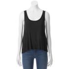 Juniors' Mudd&reg; Raw Edge Scoopneck Tank, Teens, Size: Large, Black