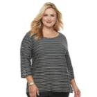 Plus Size Croft & Barrow&reg; Button Sleeve Top, Women's, Size: 3xl, Black