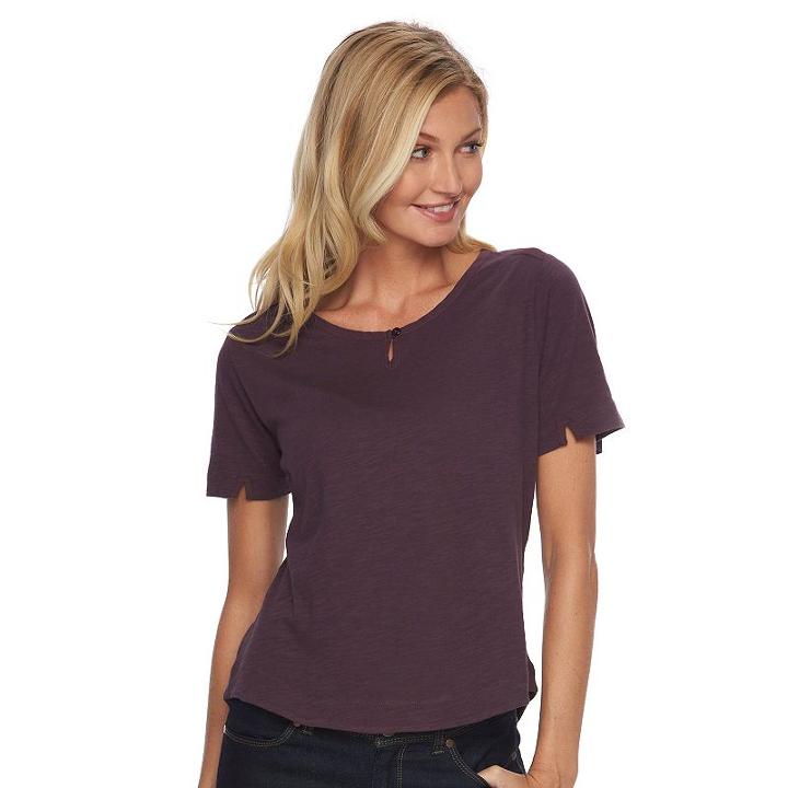 Women's Woolrich Bell Canyon Keyhole Tee, Size: Medium, Drk Purple