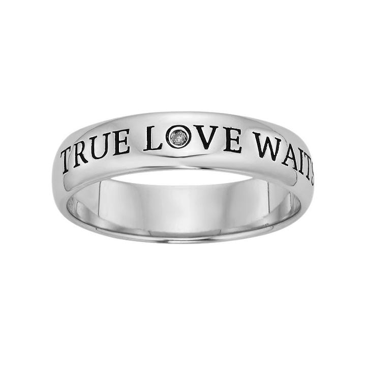 Sterling Silver Diamond Accent True Love Waits Purity Ring, Women's, Size: 4, White