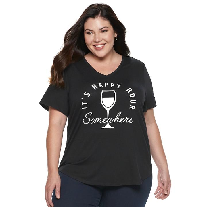 Plus Size Apt. 9 Graphic V-neck Tee, Women's, Size: 4xl, Oxford