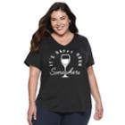 Plus Size Apt. 9 Graphic V-neck Tee, Women's, Size: 4xl, Oxford