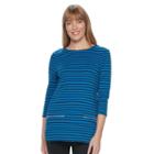 Women's Croft & Barrow&reg; Zippered Crewneck Top, Size: Xl, Med Blue