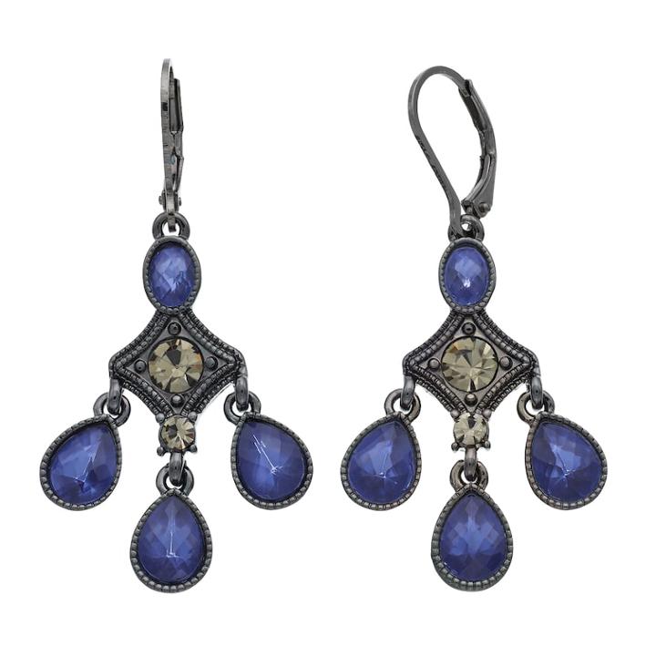 Napier Antiqued Milgrain Chandelier Earrings, Women's, Purple