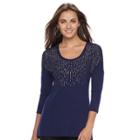 Women's Apt. 9&reg; Embellished Scoopneck Tee, Size: Xl, Drk Purple