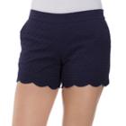 Women's Izod Eyelet Scalloped Midrise Shorts, Size: 12, Blue (navy)