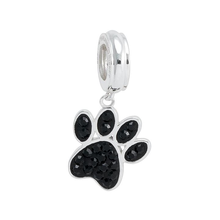 Disney Pluto Crystal Sterling Silver Paw Print Charm, Women's, Grey