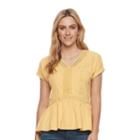 Women's Sonoma Goods For Life&trade; Ricrac Peplum Tee, Size: Small, Gold