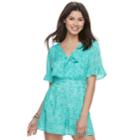 Juniors' Candie's&reg; Ruffled Woven Romper, Teens, Size: Medium, Turquoise/blue (turq/aqua)