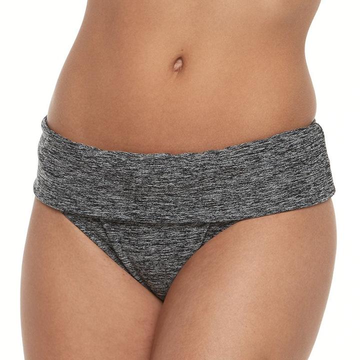 Women's N Good Karma Fold-over Scoop Bikini Bottoms, Size: Xl, Med Grey
