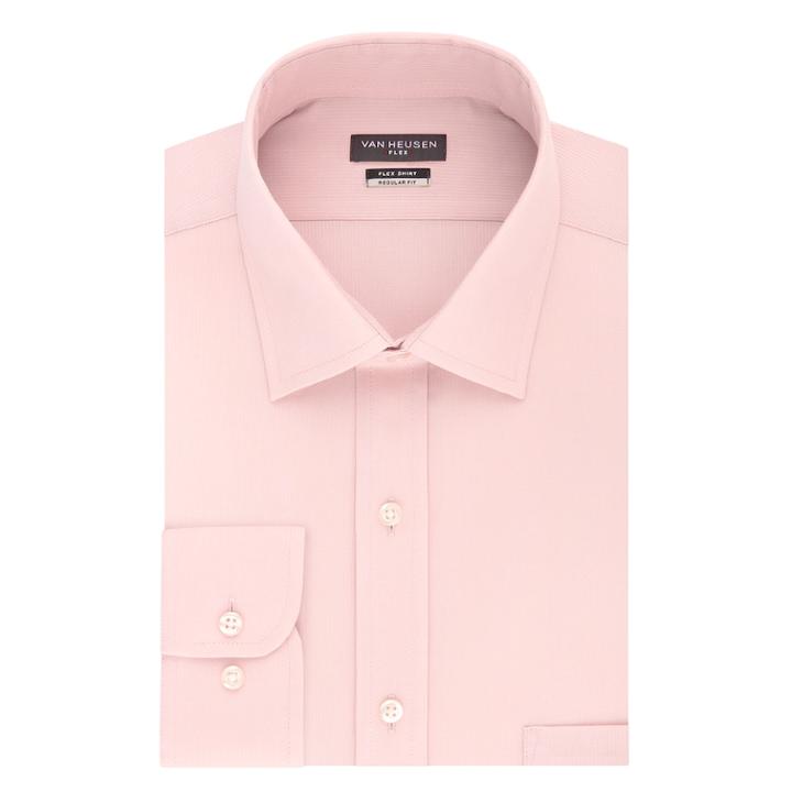 Men's Van Heusen Flex Collar Regular-fit Pincord Dress Shirt, Size: 17 36/37, Light Pink
