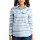 Women's Chaps Striped Chambray Shirt, Size: Small, Blue
