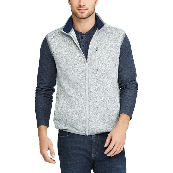 Big & Tall Chaps Regular-fit Fleece Vest, Men's, Size: Xxl Tall, Light Grey