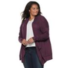 Juniors' Plus Size So&reg; Waterfall Hacci Cardigan, Teens, Size: 2xl, Dark Pink