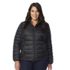 Plus Size Heat Keep Hooded Down Puffer Jacket, Women's, Size: 1xl, Black
