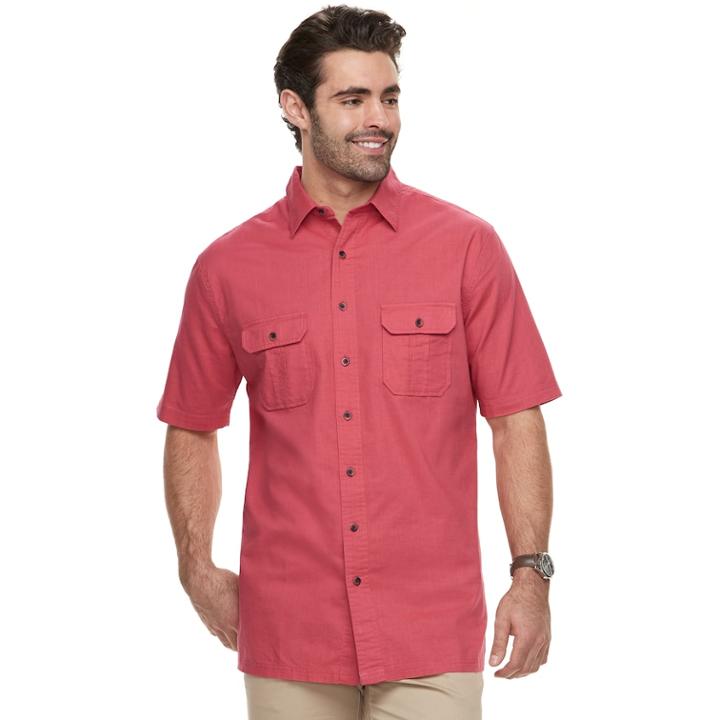 Big & Tall Croft & Barrow&reg; Regular-fit Crosshatch Button-down Shirt, Men's, Size: M Tall, Orange