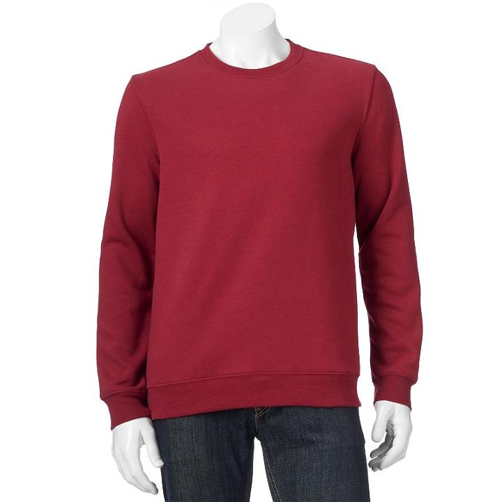 Men's Croft & Barrow&reg; Easy-care Fleece Crewneck Sweatshirt, Size: Large, Dark Red