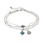 Mudd&reg; Antiqued Charm Trio Multi Strand Anklet, Women's, Turq/aqua