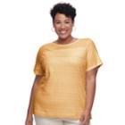 Plus Size Croft & Barrow&reg; Mixed Lace Short Sleeve Tee, Women's, Size: 3xl, Drk Yellow