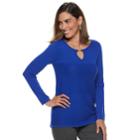 Women's Dana Buchman Textured Keyhole Sweater, Size: Small, Med Blue