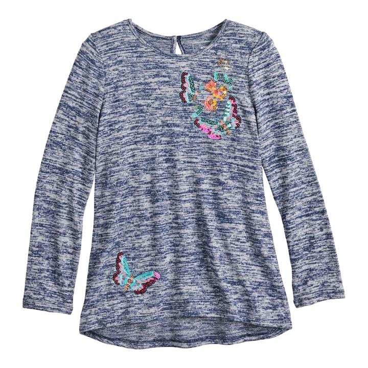 Girls 4-12 Sonoma Goods For Life&reg; Sequined High-low Hem Tunic, Size: 7, Dark Blue