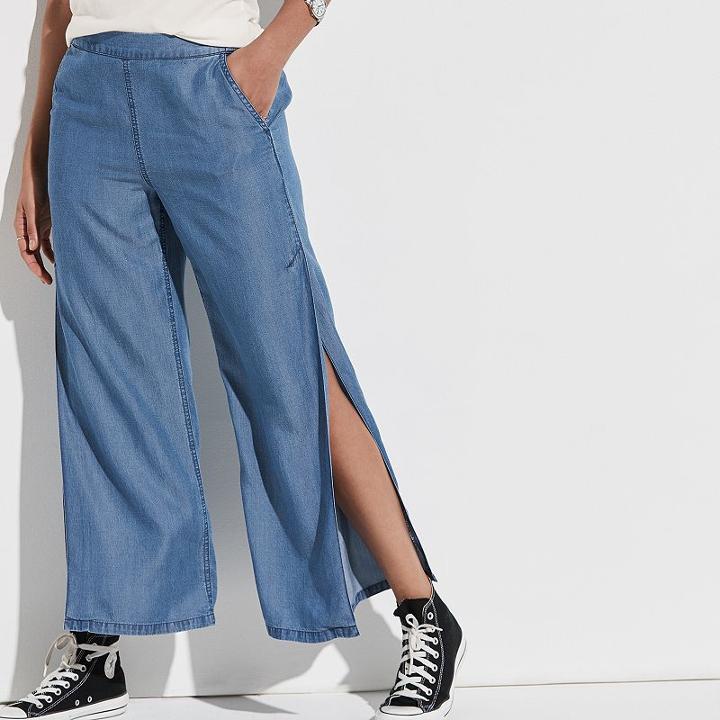 K/lab Slit Wide Leg Jeans, Teens, Size: Large, Dark Blue