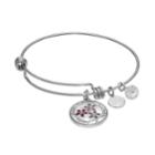 Love This Life Mother Daughter Crystal Flower Charm Bangle Bracelet, Women's, Silver