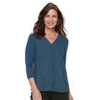 Petite Women's Dana Buchman Hi-lo V-neck Top, Size: L Petite, Blue