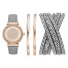 Studio Time Women's Crystal Watch & Bracelet Set, Size: Medium, Grey