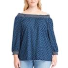 Plus Size Chaps Floral Off-the-shoulder Top, Women's, Size: 3xl, Blue