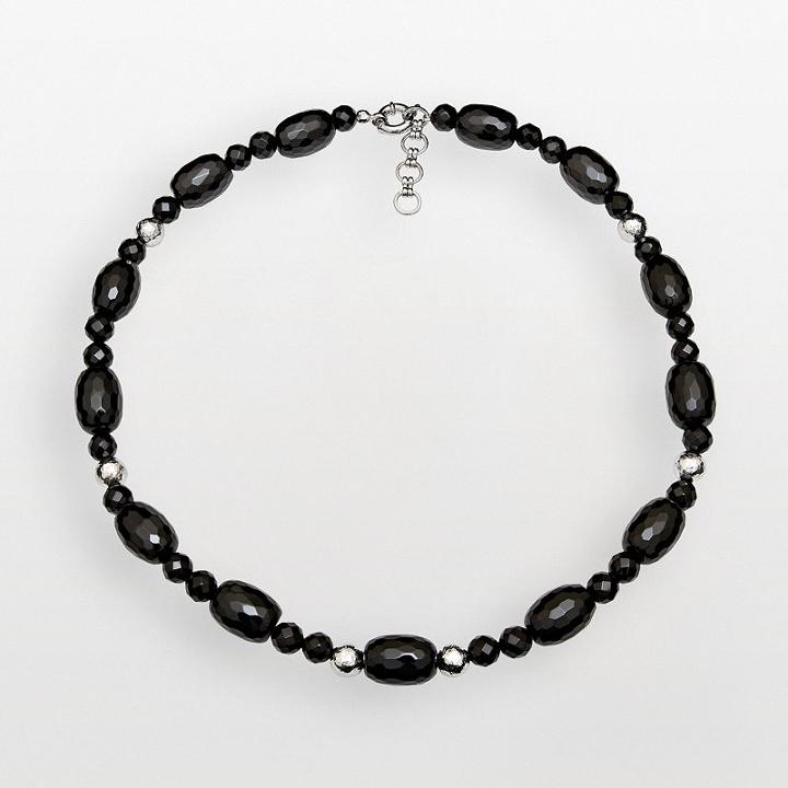 Sterling Silver Onyx Necklace, Women's, Black