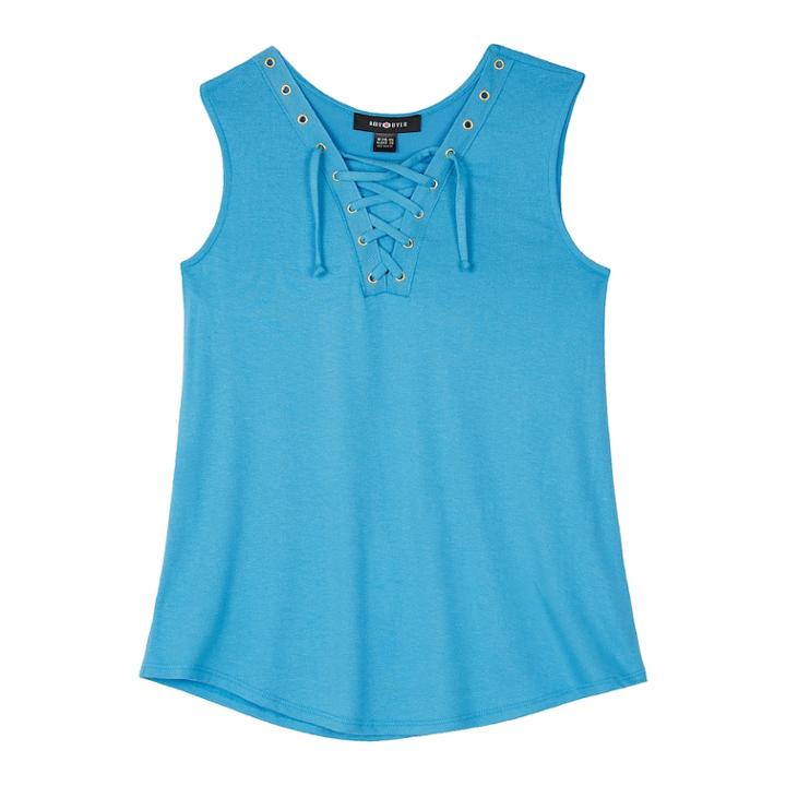 Girls 7-16 Iz Amy Byer Lace-up Front Knit Tank Top, Size: Medium, Blue