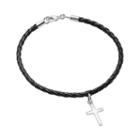 Silver Plated Cross Charm Bracelet, Women's, Grey