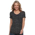 Women's Croft & Barrow&reg; Print Smocked Top, Size: Medium, Black