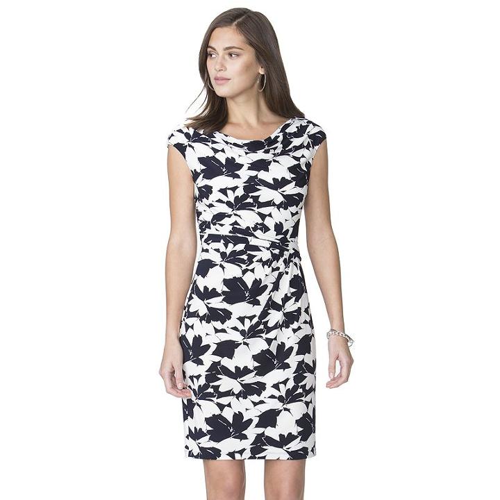 Petite Chaps Floral Sheath Dress, Women's, Size: M Petite, Blue