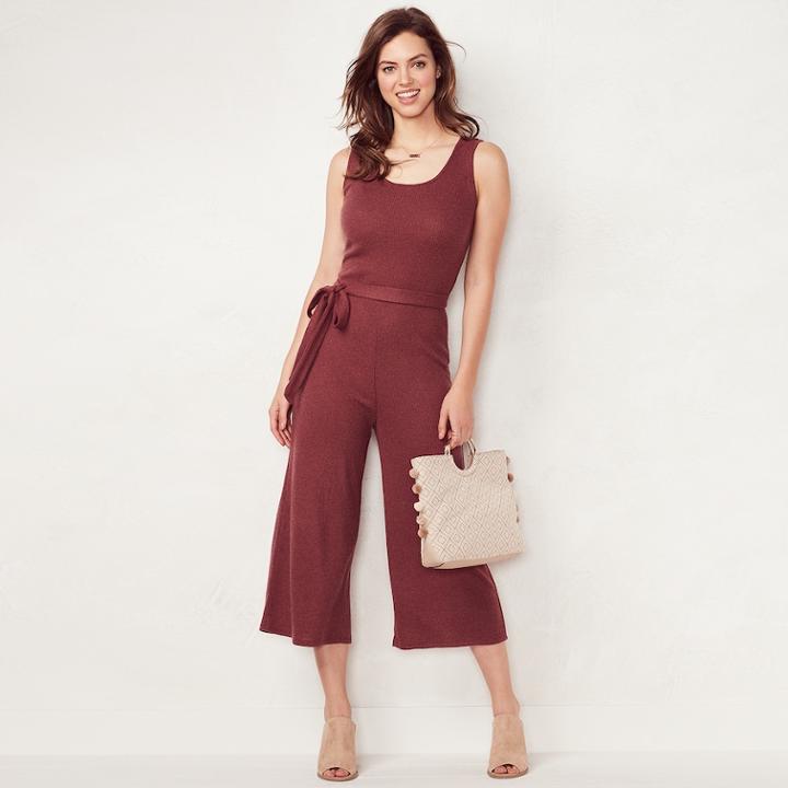 Women's Lc Lauren Conrad Weekend Wide-leg Capri Jumpsuit, Size: Small, Med Purple