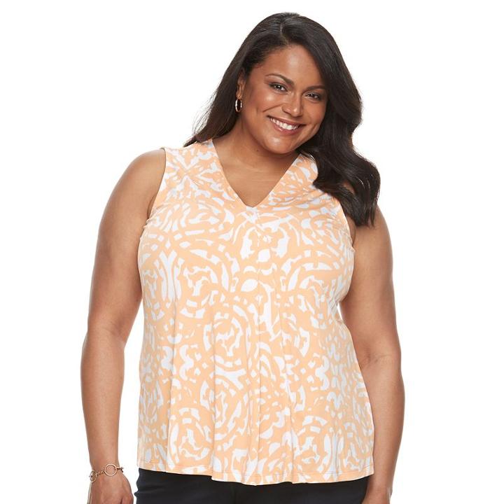 Plus Size Dana Buchman Pleated V-neck Tank, Women's, Size: 1xl, Lt Yellow