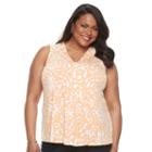 Plus Size Dana Buchman Pleated V-neck Tank, Women's, Size: 1xl, Lt Yellow