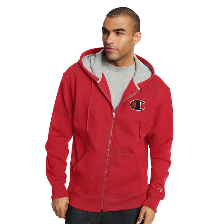 Men's Champion Powerblend Full-zip Hoodie, Size: Xl, Dark Red