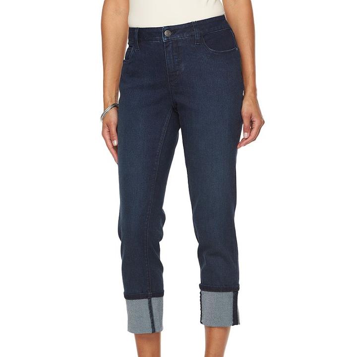 Women's Croft & Barrow&reg; Cuffed Crop Jeans, Size: 16, Med Blue