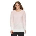 Juniors' Plus Size Cloud Chaser Vented High-low Sweater, Girl's, Size: 2xl, Light Pink